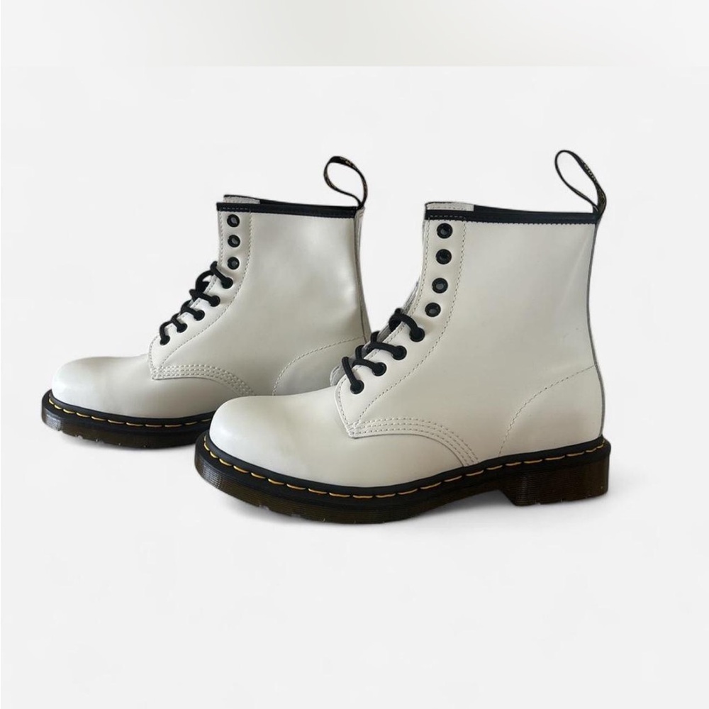 Dr. Martens White and Black Lace-Up Boots - Picture 2 of 6